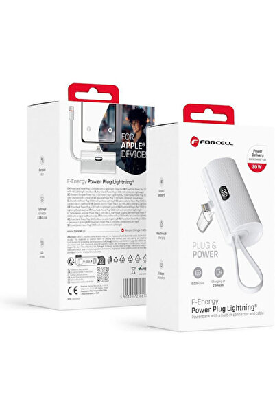 Forcell F-Energy Φορτιστής F5K3 Lightning 5000mAh 20W Power Delivery Λευκό