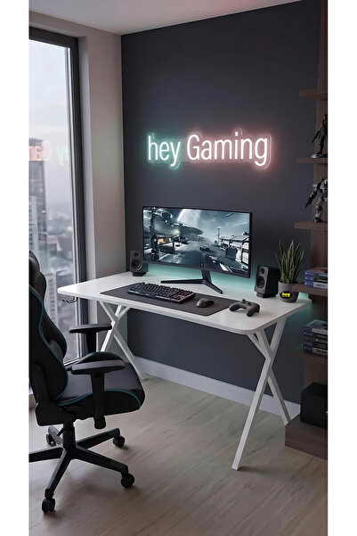 hey modüler mobilya 120 cm Gaming Profesyonel Oyuncu Masası Beyaz Tabla, Beya...