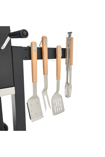 Naterial Set de accesorii pentru grătar, din oțel inoxidabil și lemn, 44 cm
