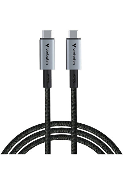 Verbatim Κανονικό / Πλεγμένο Καλώδιο USB 4 USB-C Αρσενικό - USB-C 240W PD Μαύ...
