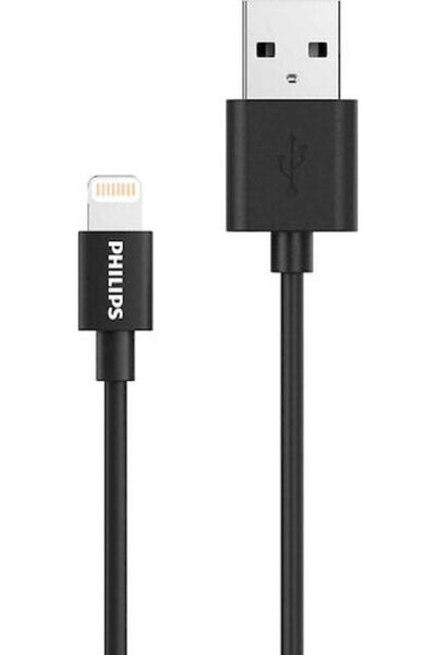 Philips Καλώδιο USB-A σε Lightning 12W Μαύρο 1.2μ (DLC3104V-00)