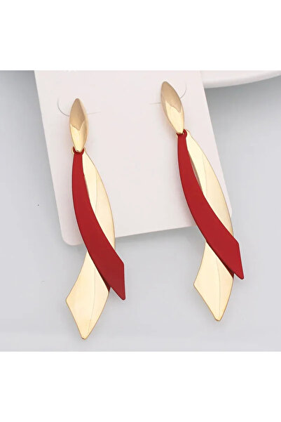 GlaMLo Accessories Κόκκινα και χρυσά μακριά σκουλαρίκια
