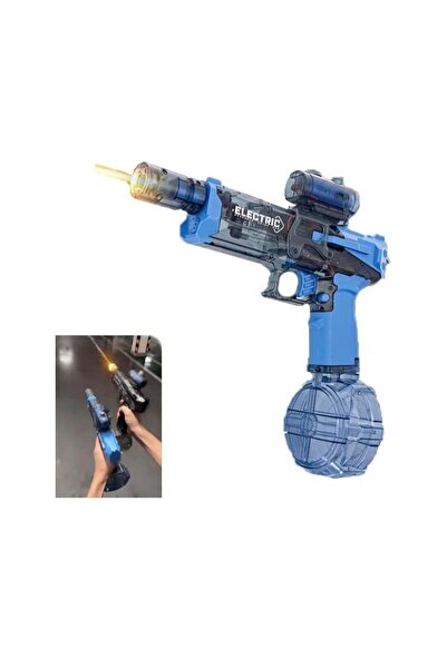 Electric Toy Blaster Water Gun with Light Effects, Blue, Drum Magazine, USB R...