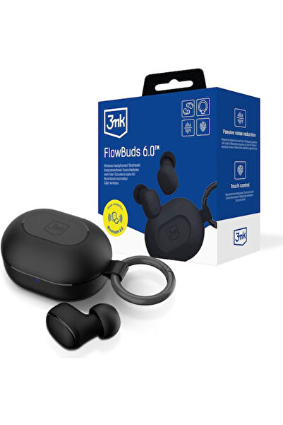 3MK FlowBuds 6.0 Ακουστικά Bluetooth Handsfree με Θήκη Φόρτισης Μαύρα