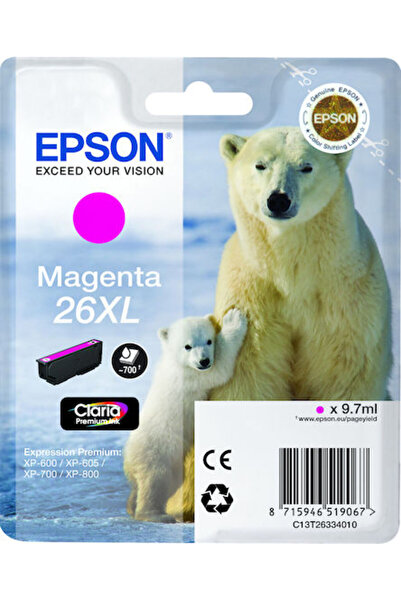EPSON 26XL Γνήσιο Μελάνι Εκτυπωτή InkJet Ματζέντα (C13T26334010 C13T26334012)