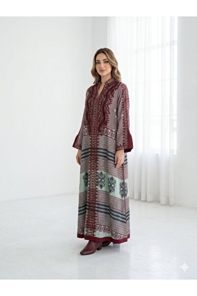 DAY BY DAY Women's Stylish Robe with Embroidery Thread Work Around Neck and S...