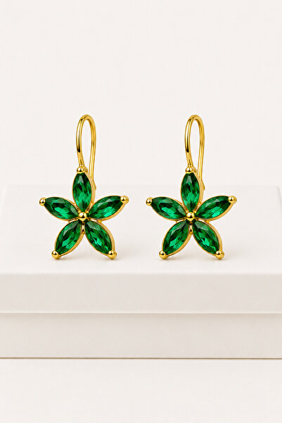 MakeWell Colorful Zircon Stone Lotus Flower Earrings |   Gold Color Flower Fi...