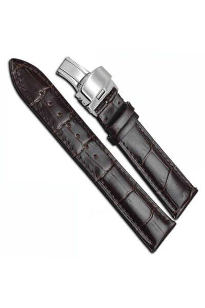 OEM Curea din piele, neagră, de 20 mm, cu imprimeu crocodil și cataramă deployantă
