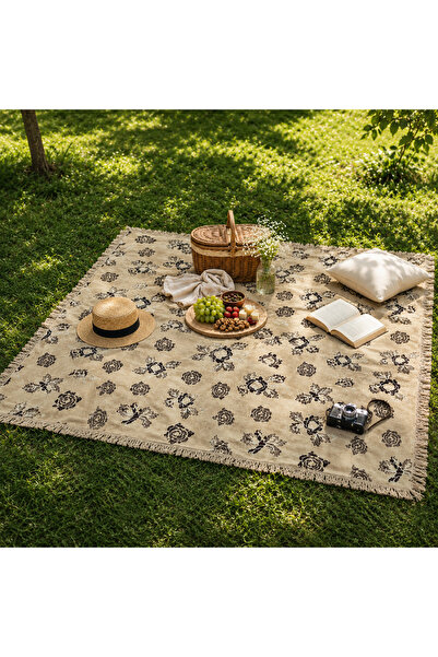 Natura Şifa Cotton Woven Multi-Purpose Sofa Cover Rug Cover Picnic Cover Frin...