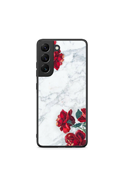 Other Samsung S22 Plus Marble and roses Black Glossy Θήκη