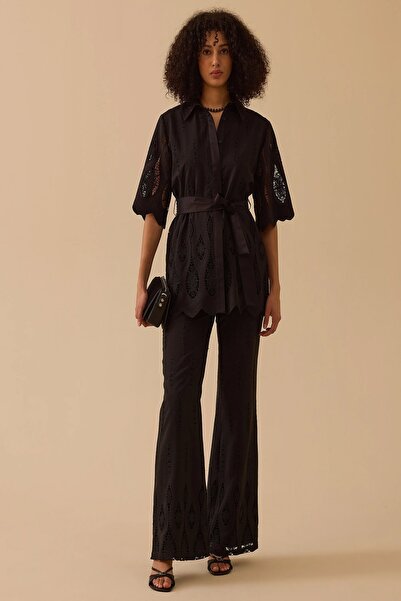 Rain and River Patterned bell-bottom trousers