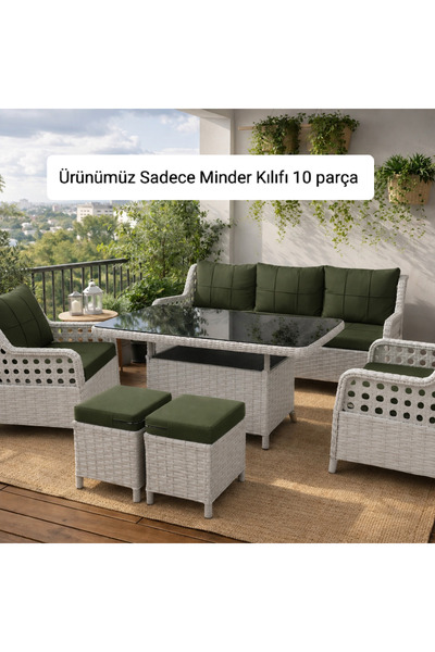 Rattano Garden Minder Kılıfı 10 Parça Rattan & Çay seti