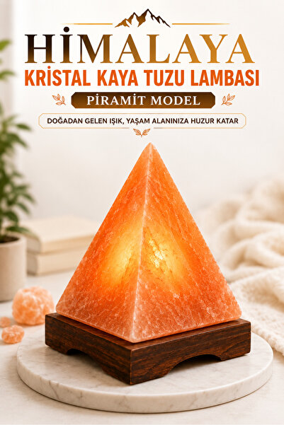 ANADOLU HASAT 2 Adet-Himalaya Piramit Kaya Tuzu Lambası 2-3 Kg Ahşap Tabanlı ...