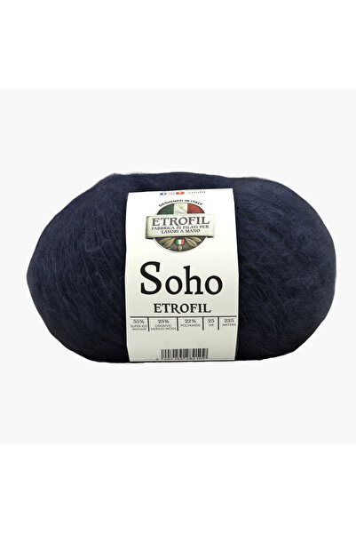 Etrofil Soho Knitting Yarn Navy Blue 55% Super Kid Mohair 23% Organic Merino ...