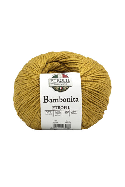 Etrofil Bambonita pređa za pletenje senf žuta 60% bambus 40% organski pamuk 1...