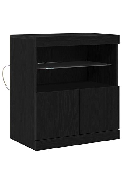 vidaxl Bufet LED Negru 60,5 x 37 x 67 cm Lemn compozit