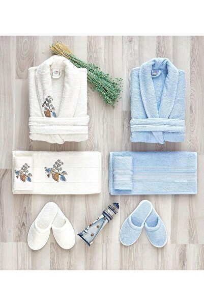 Roya Embroidery 10Pcs Bathrobe Set 100% Cotton