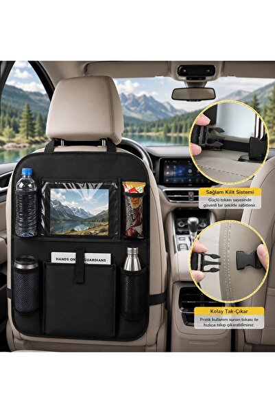 Pixue 6-compartment tablet holder seat back organizer with buckle belt lock f...