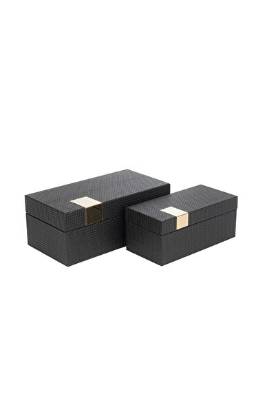 Mikasa Moor 2-Pack Black Gold Decorative Box 24X12X10Cm 30X16X12Cm