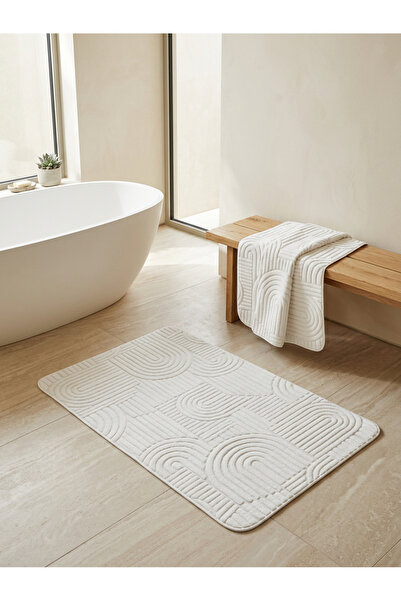 Menderes Home Cotton Collection Bohem Welsoft 2-Piece Bath Mat Cream 60X100+5...