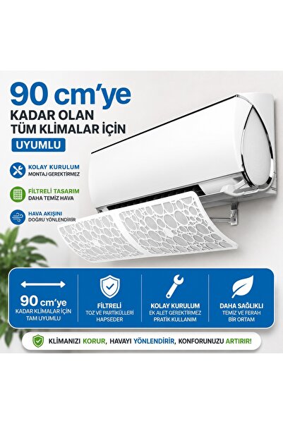 HPYTECH Klima Hava Yönlendirici Filtreli Deflektör | 90 cm'ye Kadar Uyumlu | ...