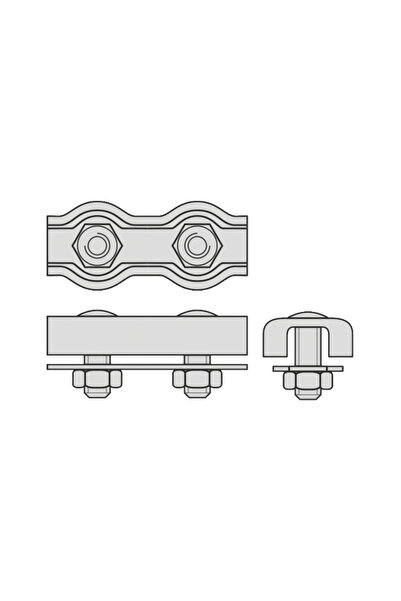 Dulimex Set 100 x Cleme Duble pentru Cabluri Metalice de Tractiune 3 mm