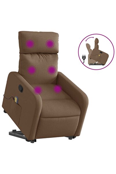 vidaxl Fotoliu de masaj rabatabil cu ridicare, maro, textil
