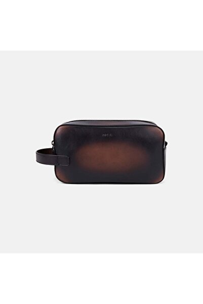 Desa Men's Brown Cosmetic Leather Handbag