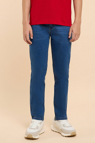 R&B Washed Slim Fit Jeans with Button Closure