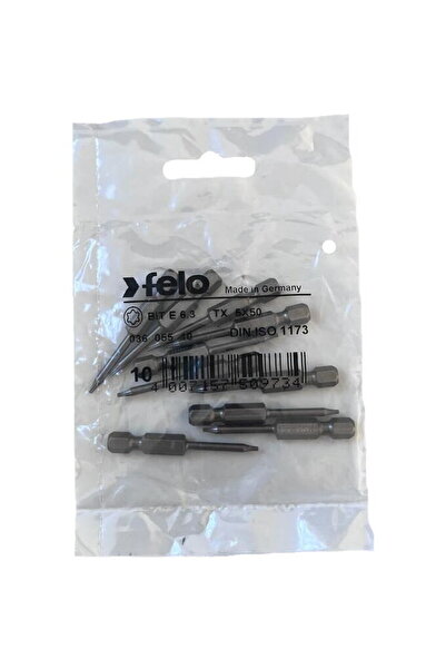 FELO Set de 10 biți Torx cu profil industrial, E6.3, TX5, 50mm