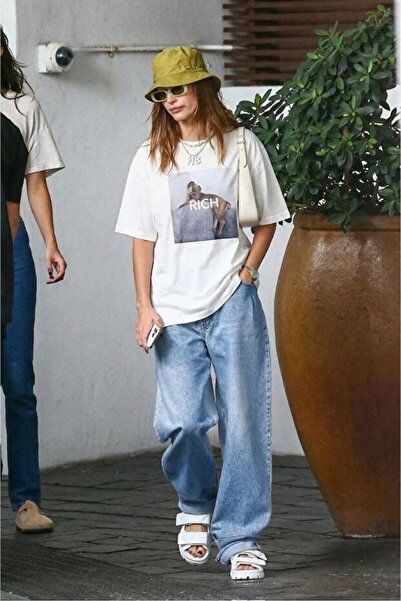 Noi Belis Crew Neck Oversize Printed Knitted T-Shirt Ss26Ts0078