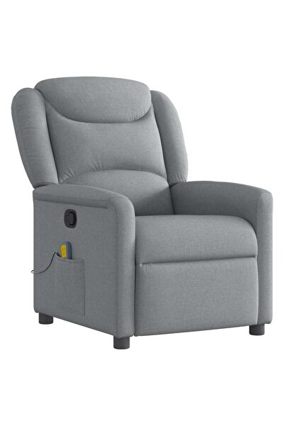 vidaxl Fotoliu de masaj rabatabil, gri deschis, textil