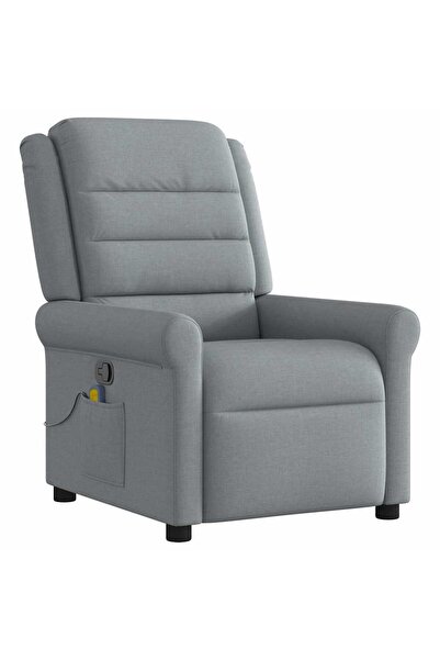 vidaxl Fotoliu de masaj rabatabil, gri deschis, textil