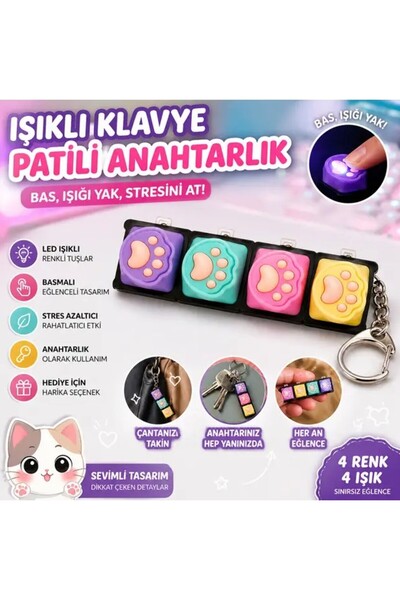 TEKNOPARKTA Işıklı Klavye Patili Oyuncak Stres Giderici Ses Çıkaran Işıklı Pi...