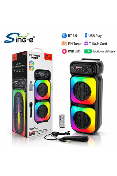singe 16W Bluetooth Karaoke Speaker 1500mah Portable Wireless Party Speaker w...