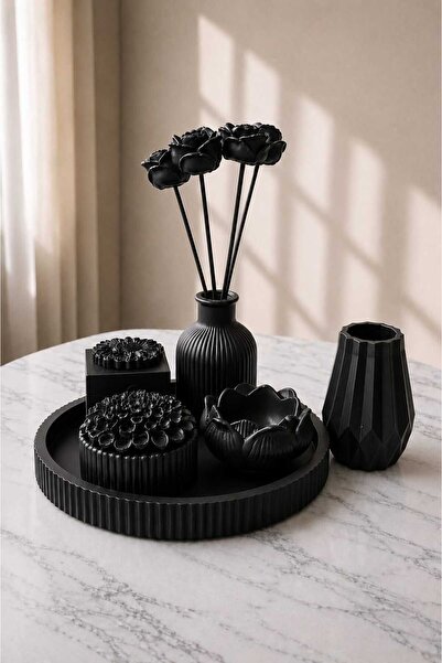 Gizem Design Products Gizem Design Modern Taş Tozu Dekoratif Tepsi Ve Buket V...
