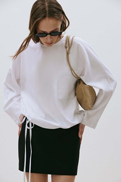 Suud Collection White Jose Large Pocket Linen Blouse