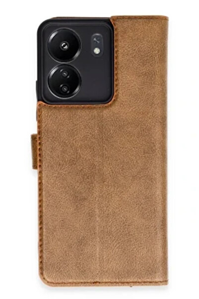 Xiaomi Redmi 13C Kılıf Venz Core Kapaklı Kılıf - Taba