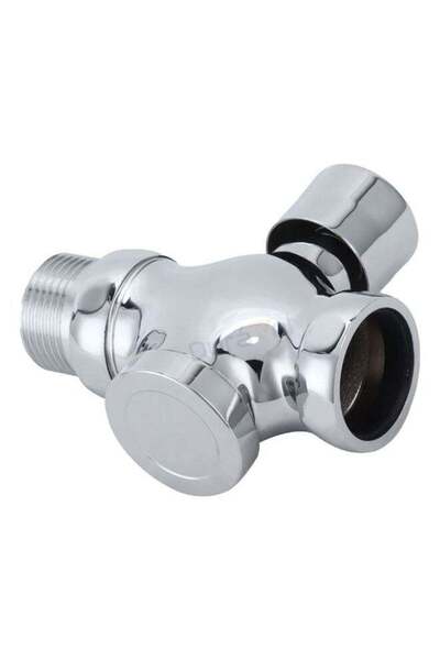 Duravel Zinc Alloy Toilet Flush Valve, Chrome, Push Button Delay Flushing Mec...