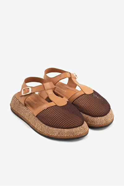 SHOEMARK Marzo Taba Hakiki Deri &File Kadın Sandalet