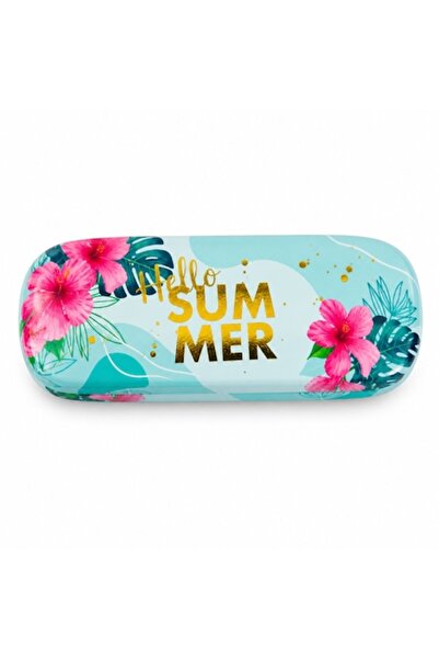 SHOPIENS Etui rigid pentru ochelari de soare Turcoaz cu flori roz Imprimeu au...