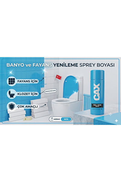 caxcolors CAX VERNİKLİ Suya Dayanıklı Banyo Fayans Klozet Yenileme Sprey Boya...