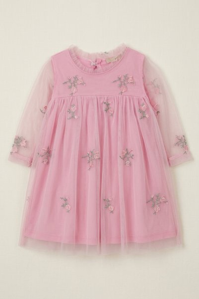 zumino Girl's Dress Tulle Floral Embroidered 3-10 Years Old