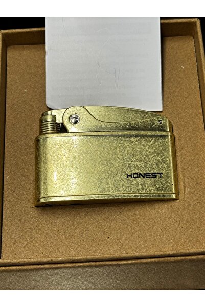 Honest Eskitme Altın Renk Klasik Benzinli Çakmak - Özel Kutulu Hediyelik Retro Çakmak