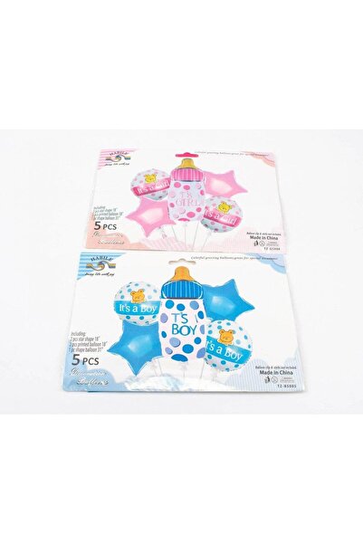 OEM Balloons 5/ Top Bottom Set 1 Year Pink
