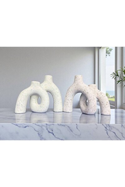 OEM Double Ceramic Vase Beige