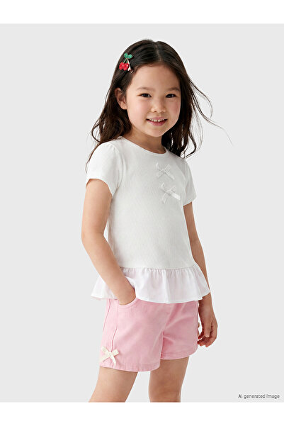 LC Waikiki Vizyon New Season Girls' Bow Detailed T-Shirt