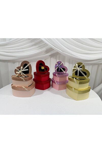 OEM Heart Gift Boxes With Window Cardboard 3/ Top Bottom Set COPPER