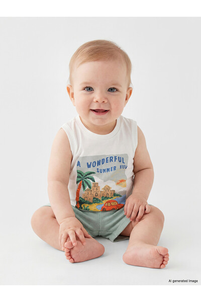 LC Waikiki Trendlucky printed baby boy tank top and shorts set