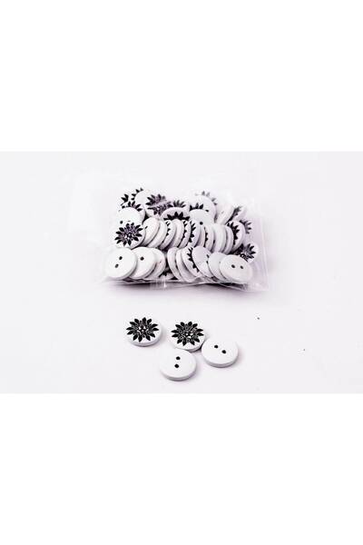 OEM Wooden Buttons Black White 1.7cm 50/Pg (Top Bottom Set of 3 pcs)